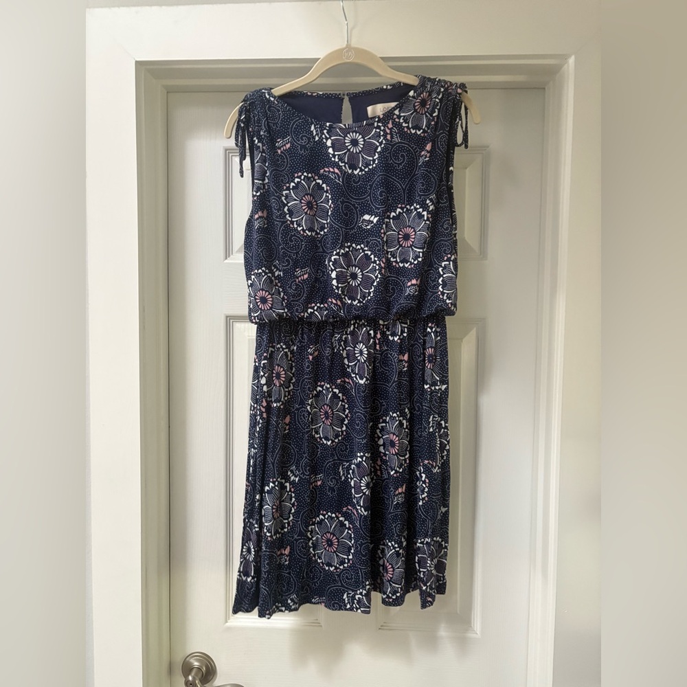 LOFT Dark Blue Floral Mini Dress